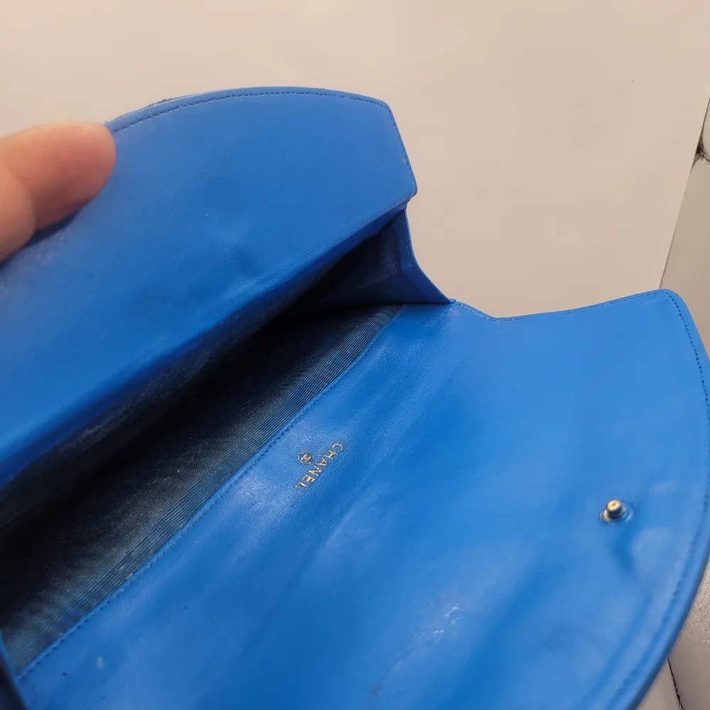 CHANEL Vibrant Blue Leather Clutch